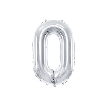 Balon argintiu cifra 0 - 86 cm