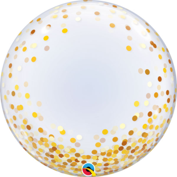Balon bubble imprimat cu confetti aurii 52 cm