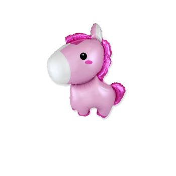 Mini balon baby ponei roz - 35 cm