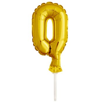 Mini balon decorativ cifra 0 auriu - 12 cm	