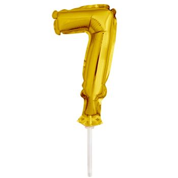 Mini balon decorativ cifra 7 auriu - 12 cm