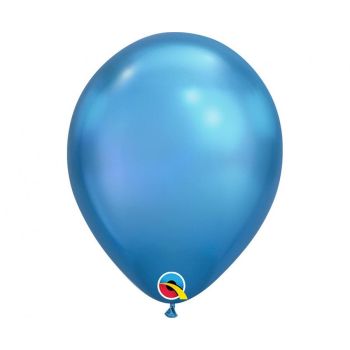 100 baloane bleu chrome Qualatex - 18 cm