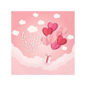 20 servetele roz Love is in the air - 33x33 cm