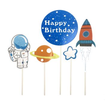 5 decorațiuni pentru tort La mulți ani astronaut