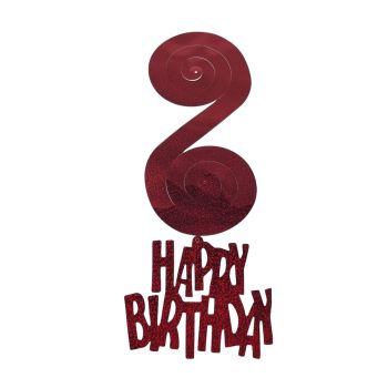 6 spirale decorative roșii Happy Birthday