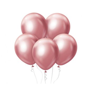 7 baloane roz metalic - 30 cm