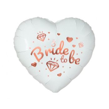 Balon inimă albă Bride to Be - 43 cm