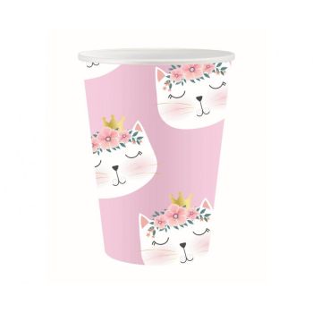 6 pahare roz cu pisici - 250 ml