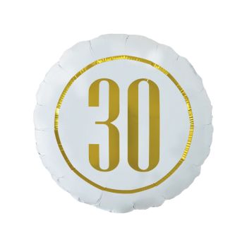 Balon alb aniversare 30 ani - 45 cm