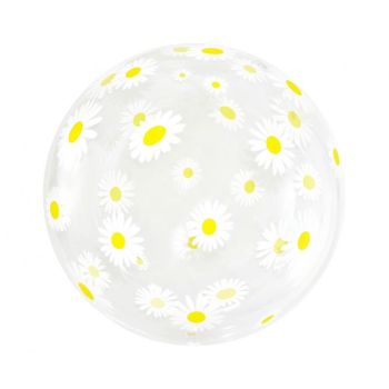 Balon bobo transparent cu flori - 50 cm