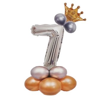 Balon decorativ argintiu cifra 7