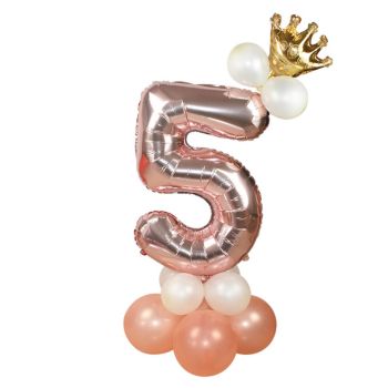 Balon decorativ roz gold cifra 5