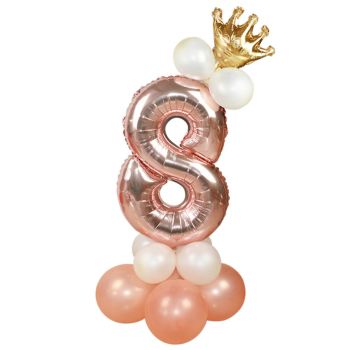 Balon decorativ roz gold cifra 8
