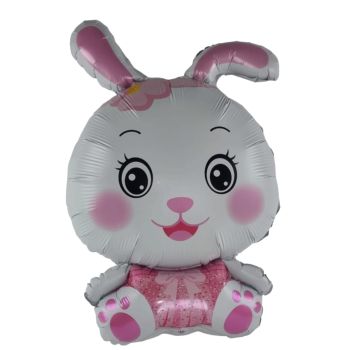 Balon iepure cu roz 74 cm
