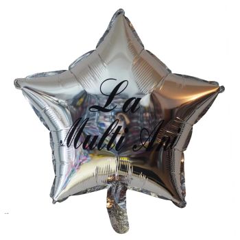 Balon stea argintie La mulți ani 43 cm