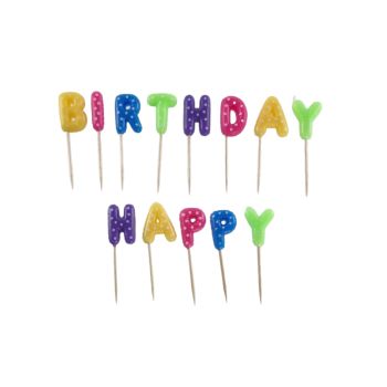 Lumânări Happy Birthday colorate - 2.5 cm