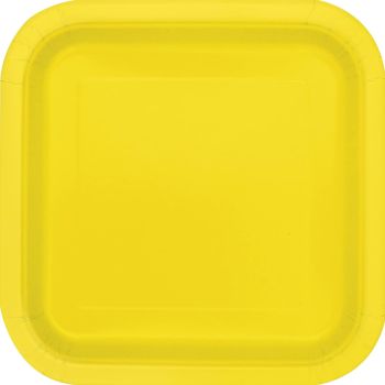 16 farfurii galbene pătrate - 18 cm