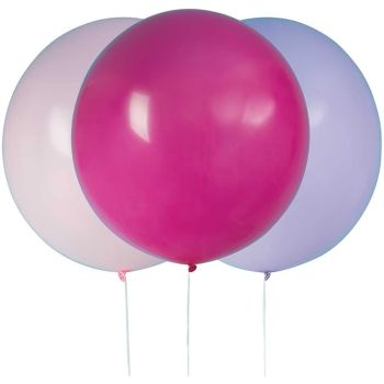 3 baloane mari roz si lila - 60 cm