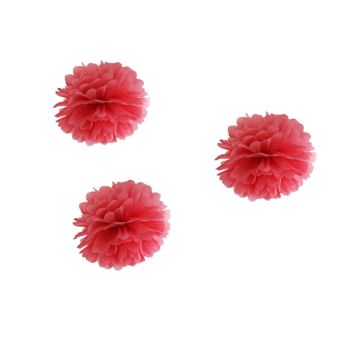 3 pompoane roșii - 25 cm