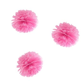 3 pompoane roz inchis 25 cm