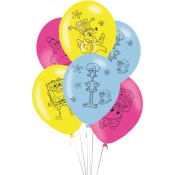 6 baloane latex SpongeBob - 27 cm