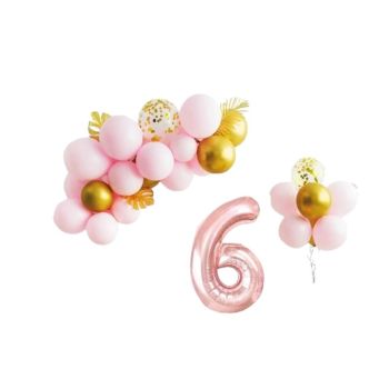 Balon decorativ cifra 6 roz