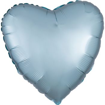 Balon satinat inimă bleu - 43 cm