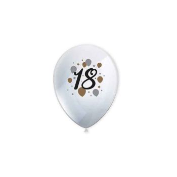 6 baloane albe 18 ani - 24 cm
