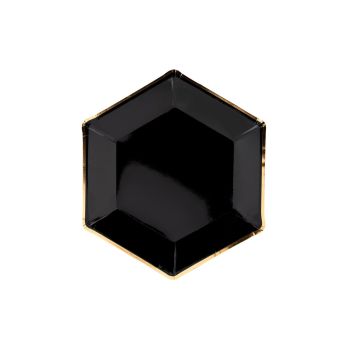 6 Farfurii Hexagonale Negre 23 cm