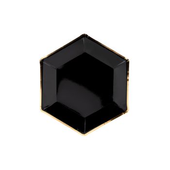 6 Farfurii Hexagonale negre 23 cm