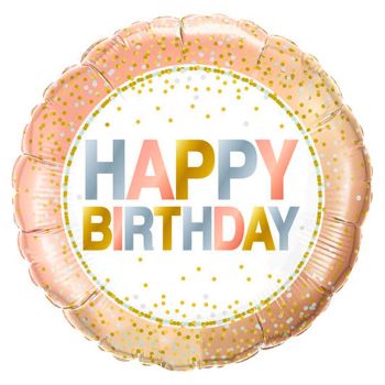 Balon roz Happy Birthday 45 cm