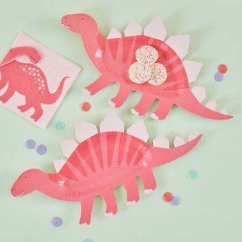 8 Farfurii Dinozaur Roz