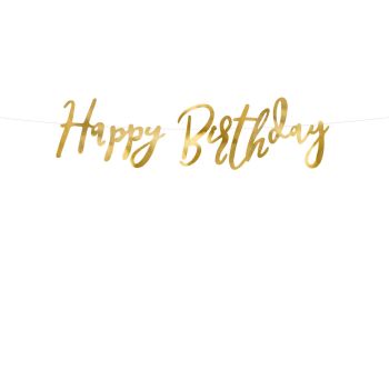 Banner auriu Happy Birthday