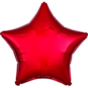 Balon folie stea roșu metalic - 48 cm