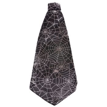 Cravata neagra cu imprimeu argintiu panza de paianjen