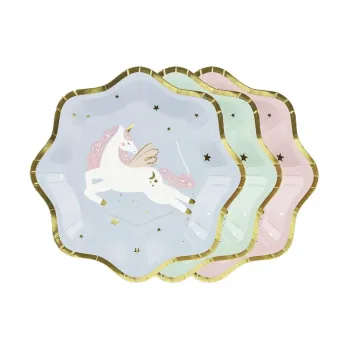 8 Farfurii Pastel Unicorn- 18 cm