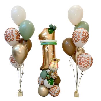 Set Baloane Girafa și Cifra 1 - Decor pentru Prima Aniversare