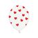 10 baloane albe cu inimioare rosii - 30 cm