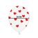 10 baloane albe cu inimioare rosii - 30 cm