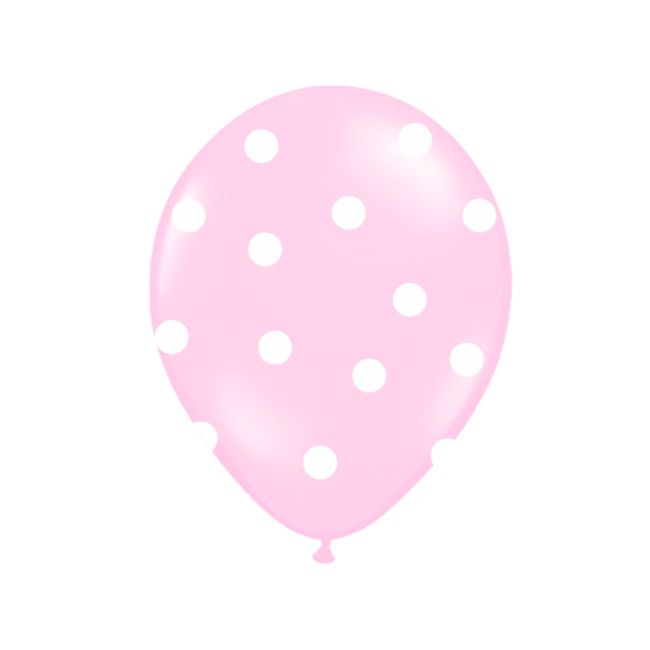 10 baloane roz pastel cu buline albe si elefant - 30 cm