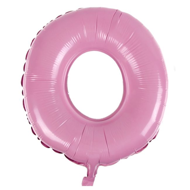 Balon folie cifra 0 roz - 30 cm inaltime