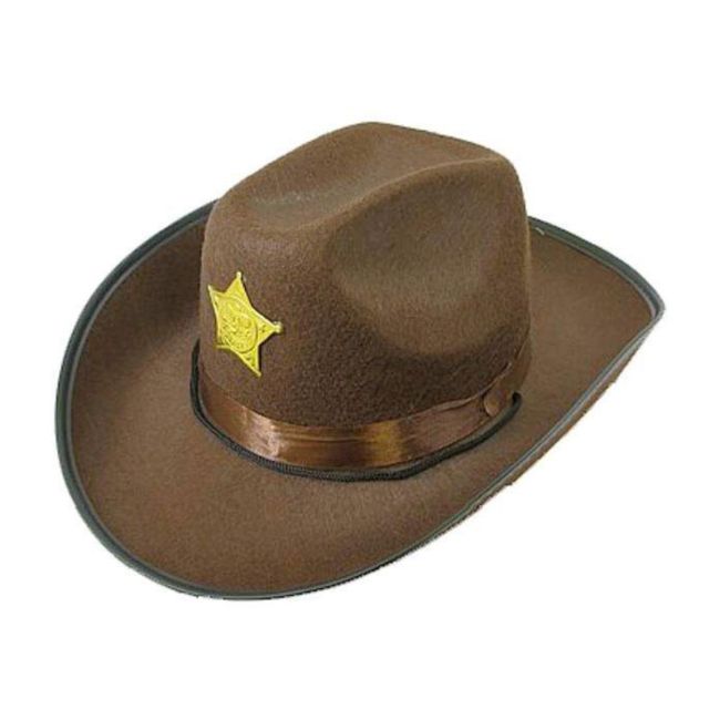 Palarie maro de sheriff cowboy pentru adulti