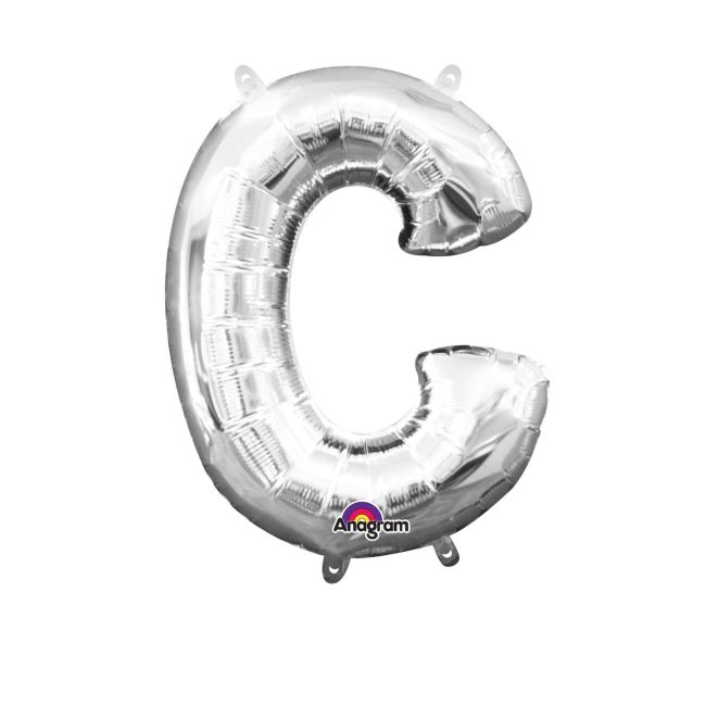 Balon mini folie argintiu litera C 22x33 cm