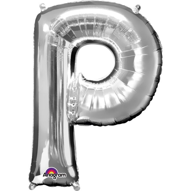 Balon mini folie argintiu litera P 22x33 cm