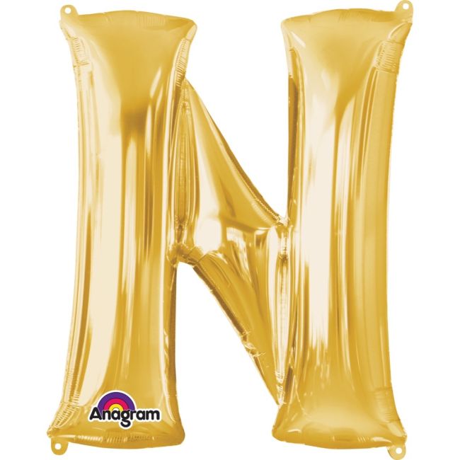 Balon mini folie auriu litera N 27x33 cm
