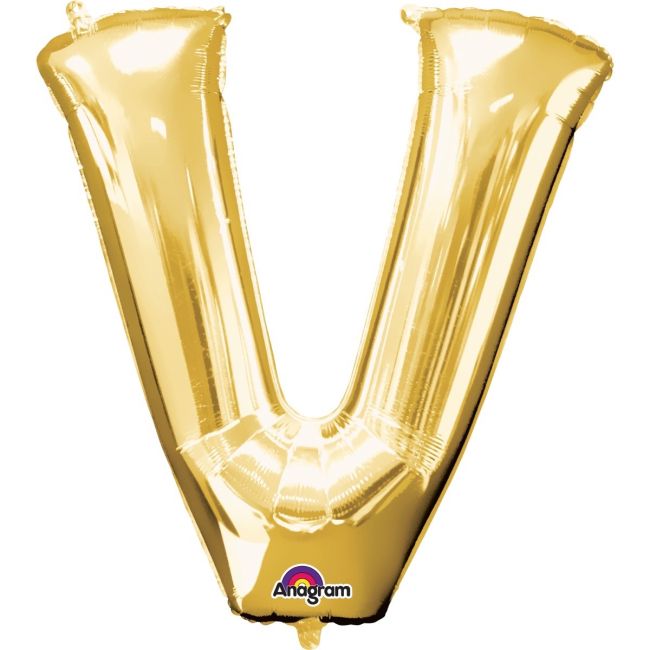 Balon mini folie auriu litera V 27 x 33 cm