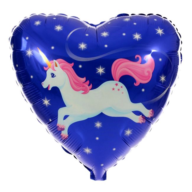 Balon inima mov cu Unicorn 45 cm
