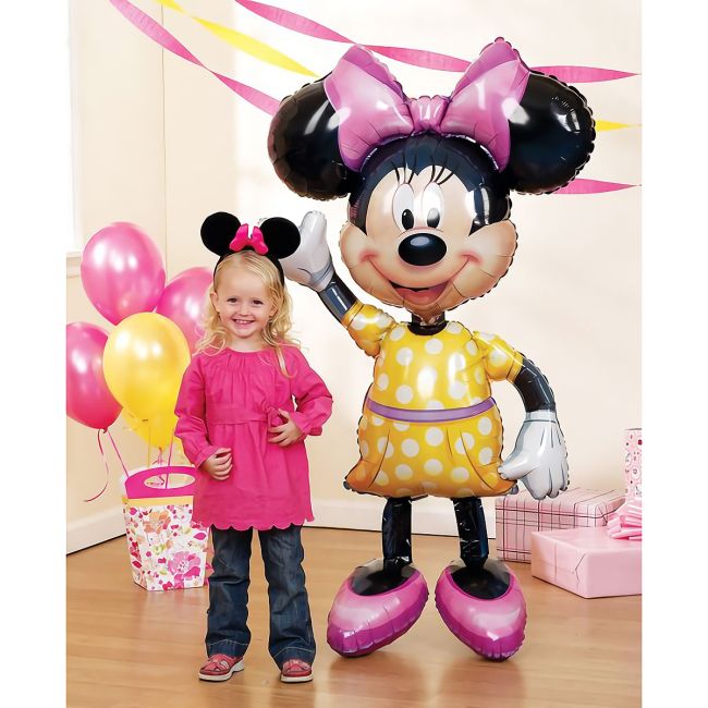 Balon folie metalizata marime naturala Minnie Mouse Airwalker - inaltime 137 cm