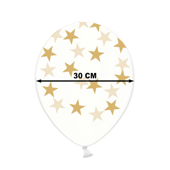 10 baloane transparente cu stelute aurii 30 cm