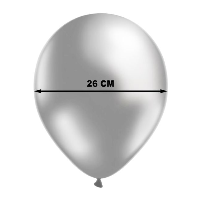 100 Baloane argintii metalizate Gemar - 25 cm